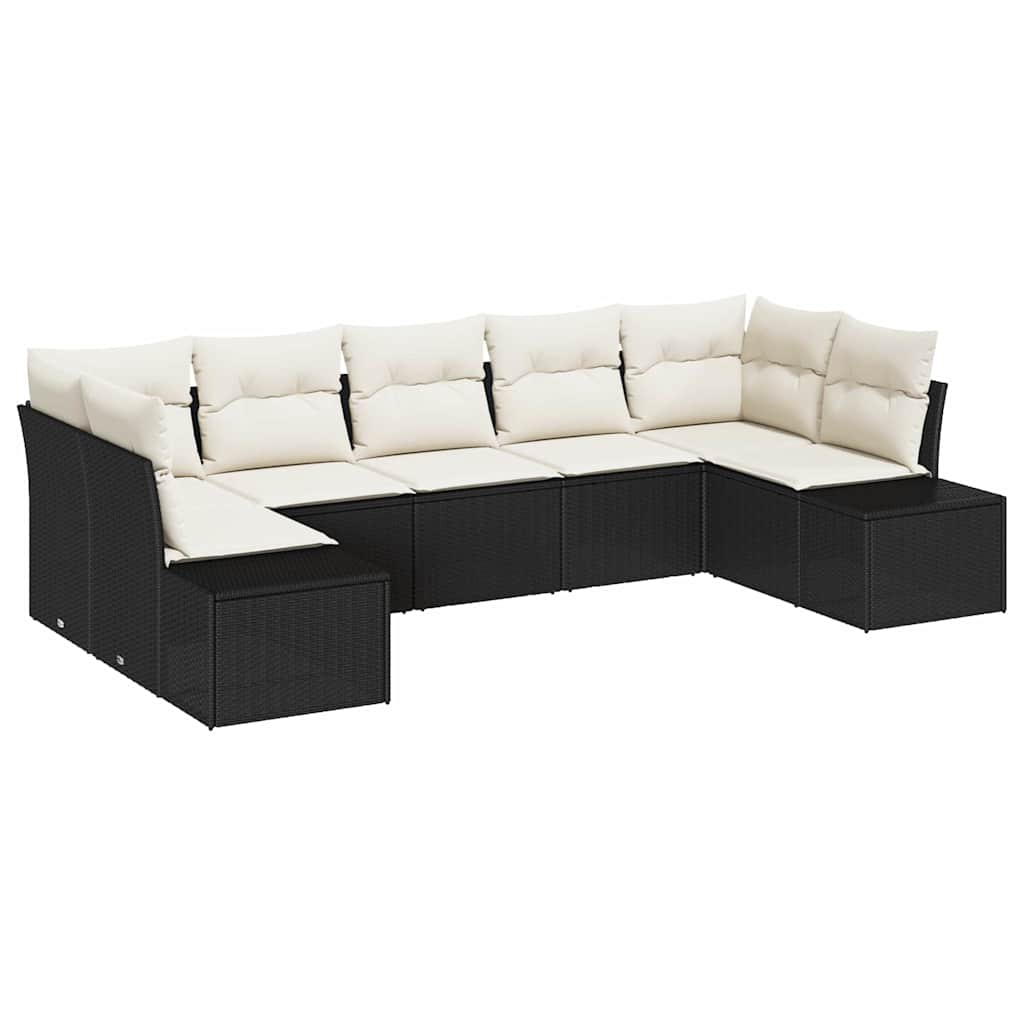 Tuinbankenset Met Opslag 7 Pcs En Crème Poly Riet