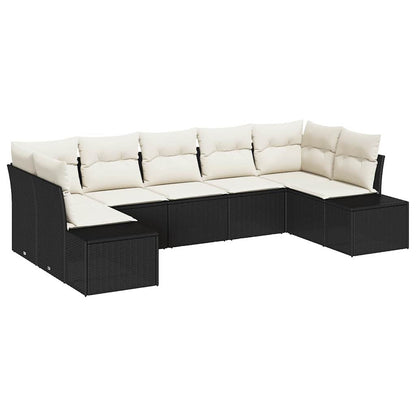 Tuinbankenset Met Opslag 7 Pcs En Crème Poly Riet
