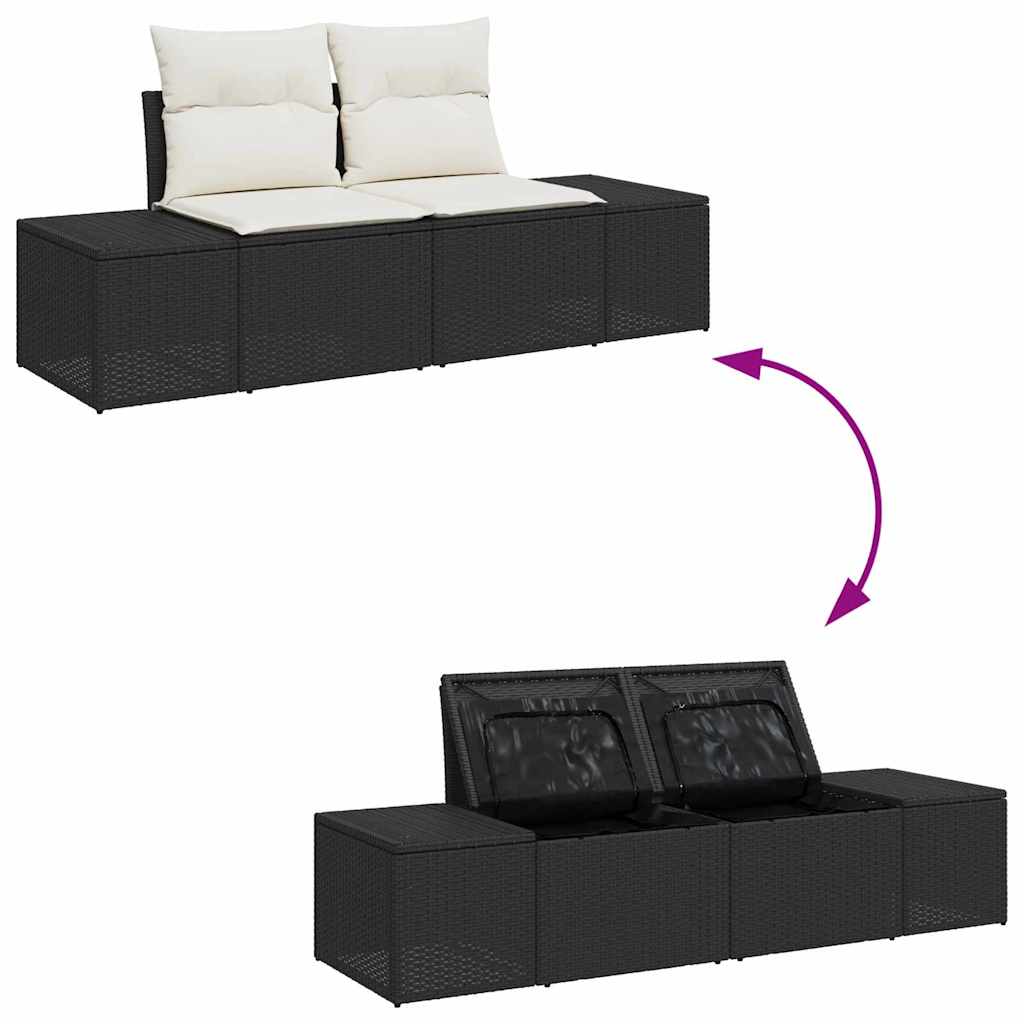 Tuinbankenset Met Opslag 7 Pcs En Crème Poly Riet
