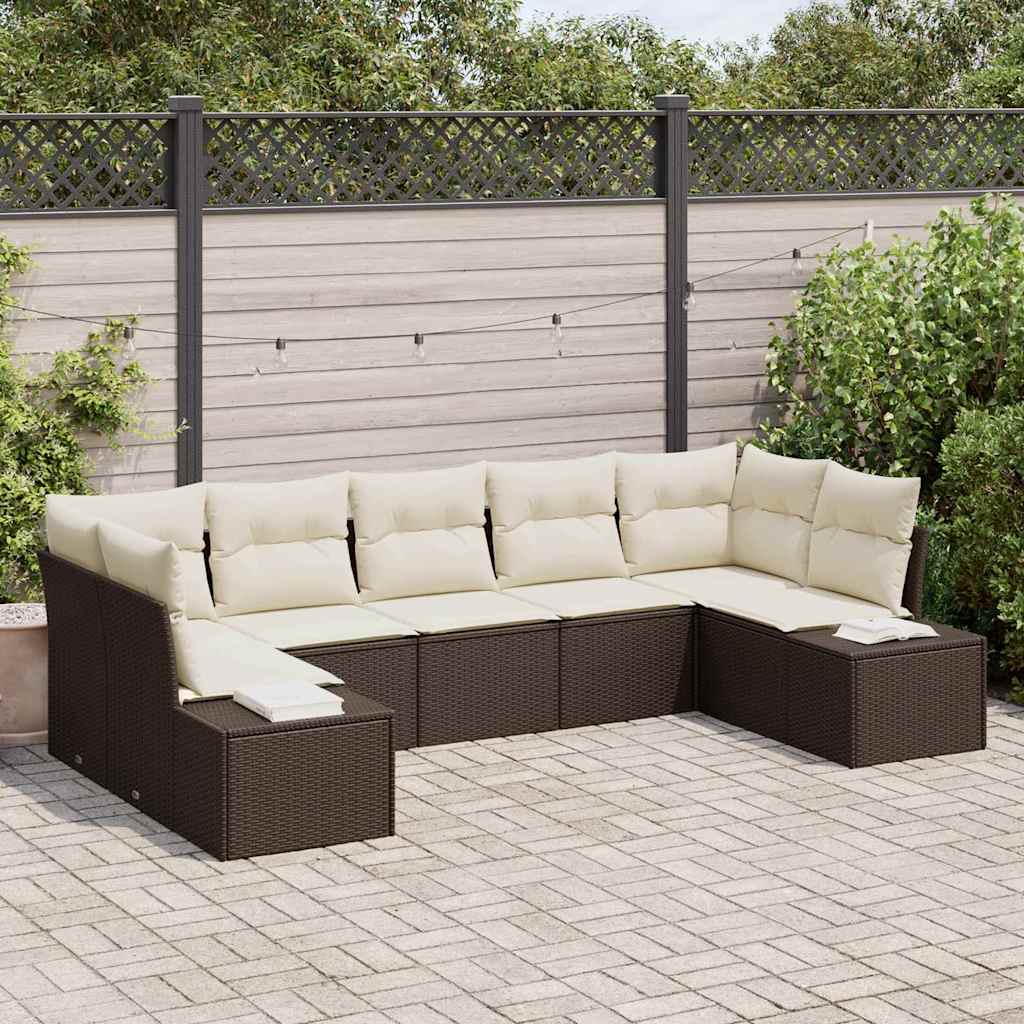Tuinbankenset Met Opslag 7 Pcs En Crème Poly Riet