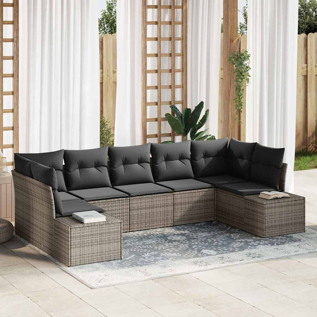 Tuinbankenset Met Opslag 7 Pcs En Crème Poly Riet