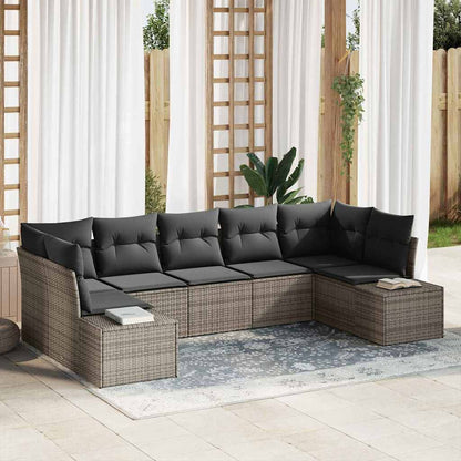 Tuinbankenset Met Opslag 7 Pcs En Crème Poly Riet