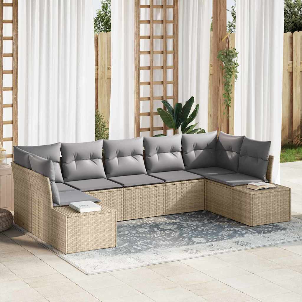 Tuinbankenset Met Opslag 7 Pcs En Crème Poly Riet