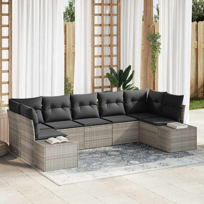 Tuinbankenset Met Opslag 7 Pcs En Crème Poly Riet