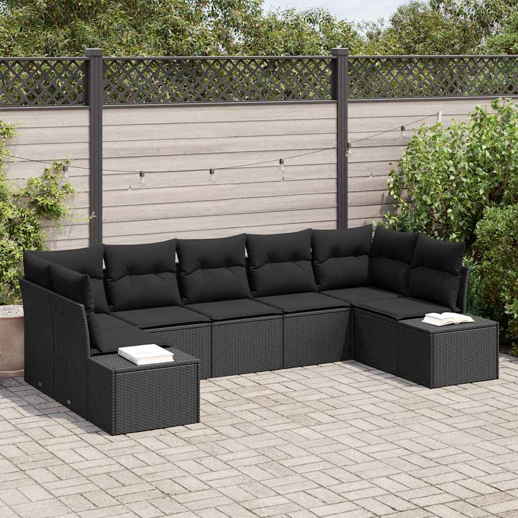 Tuinbankenset Met Opslag 7 Pcs En Crème Poly Riet