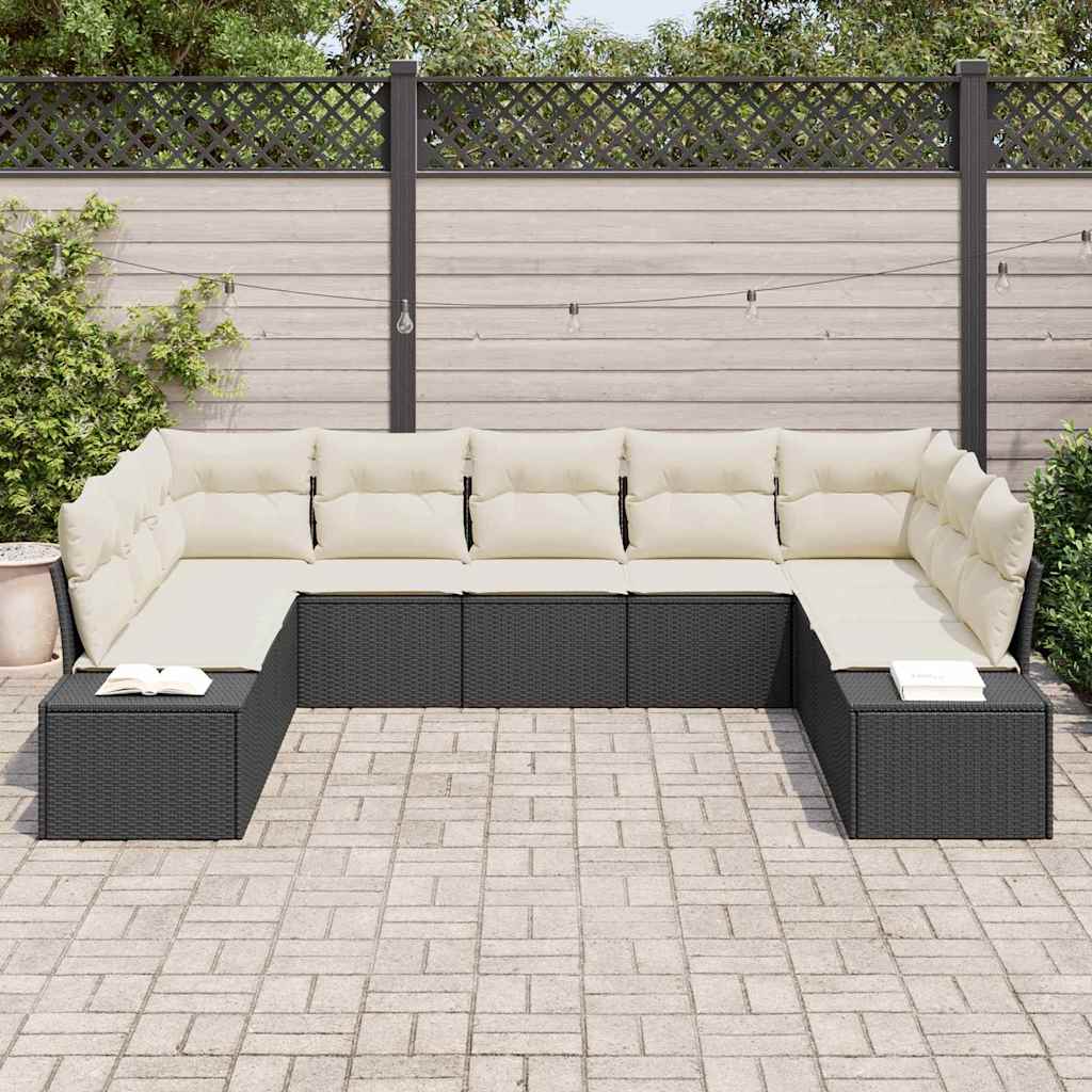 Tuinbankenset Met Kussen 9 Pcs En Crème Polyrattan