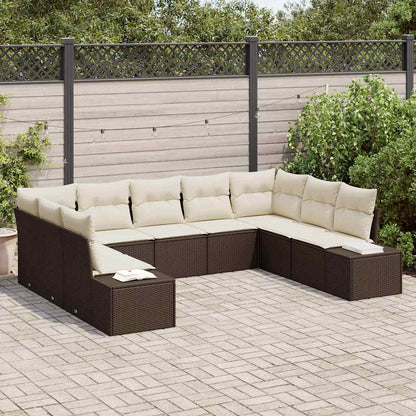 Tuinbankenset Met Kussen 9 Pcs En Crème Polyrattan