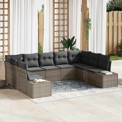 Tuinbankenset Met Kussen 9 Pcs En Crème Polyrattan