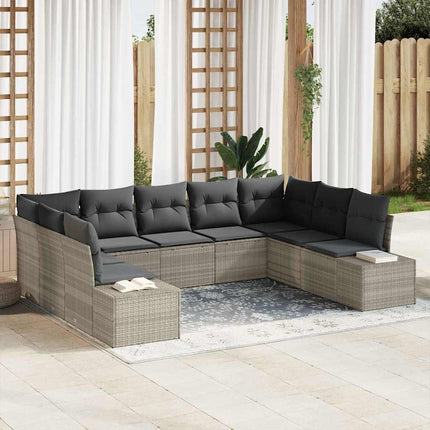 Tuinbankenset Met Kussen 9 Pcs En Licht Grijs Polyrattan
