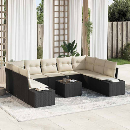 Tuinbankenset Met Kussen 9 Pcs En Crème Polyrattan