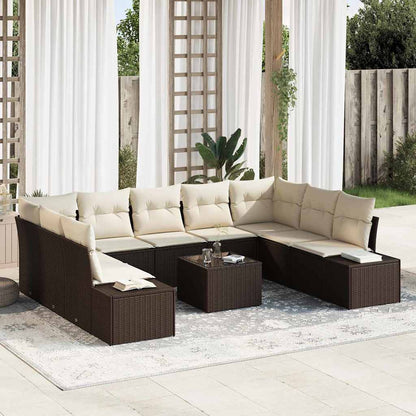 Tuinbankenset Met Kussen 9 Pcs En Crème Polyrattan