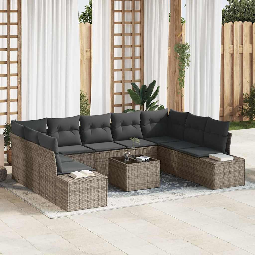 Tuinbankenset Met Kussen 9 Pcs En Crème Polyrattan
