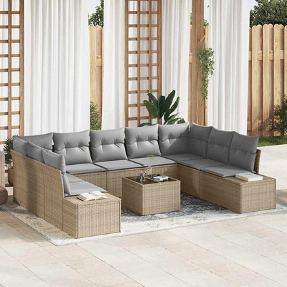 Tuinbankenset Met Kussen 9 Pcs En Crème Polyrattan