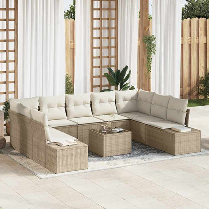Tuinbankenset Met Kussen 9 Pcs En Crème Polyrattan