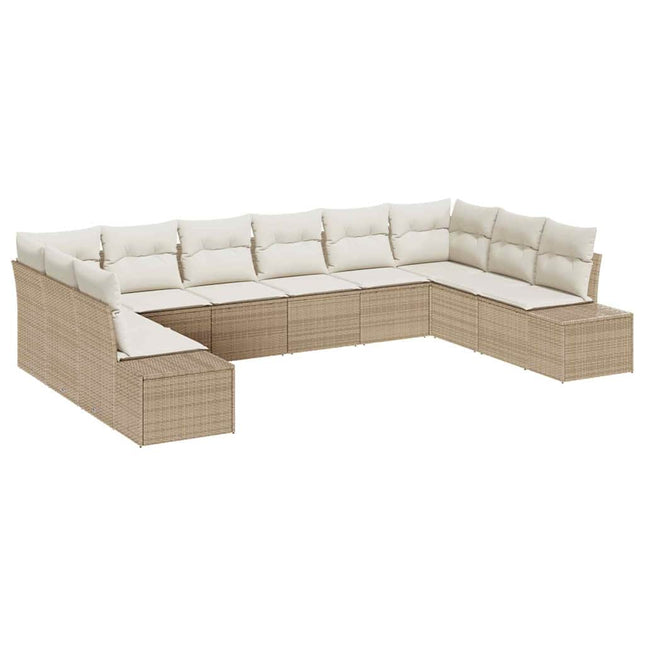 Tuinbankenset Met Kussen 10 Pcs En Crème Polyrattan