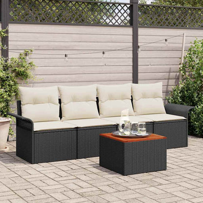 Tuinbankenset Met Opslag 5 Pcs En Crème Poly Rattan
