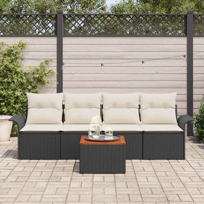 Tuinbankenset Met Opslag 5 Pcs En Crème Poly Rattan
