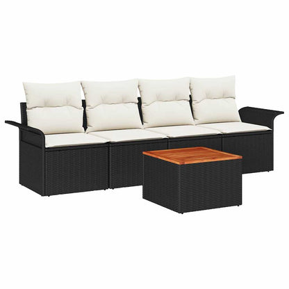 Tuinbankenset Met Opslag 5 Pcs En Crème Poly Rattan