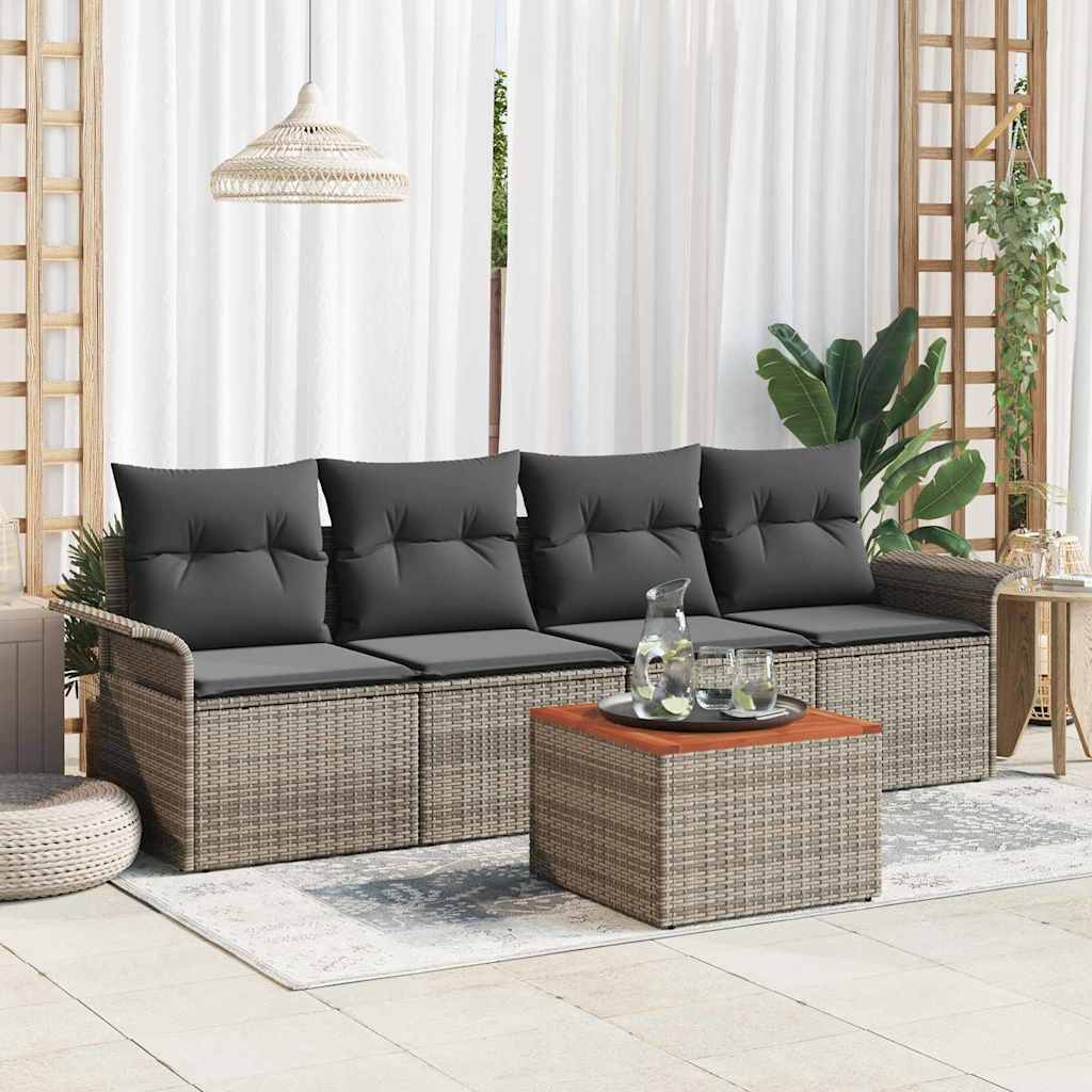 Tuinbankenset Met Opslag 5 Pcs En Crème Poly Rattan