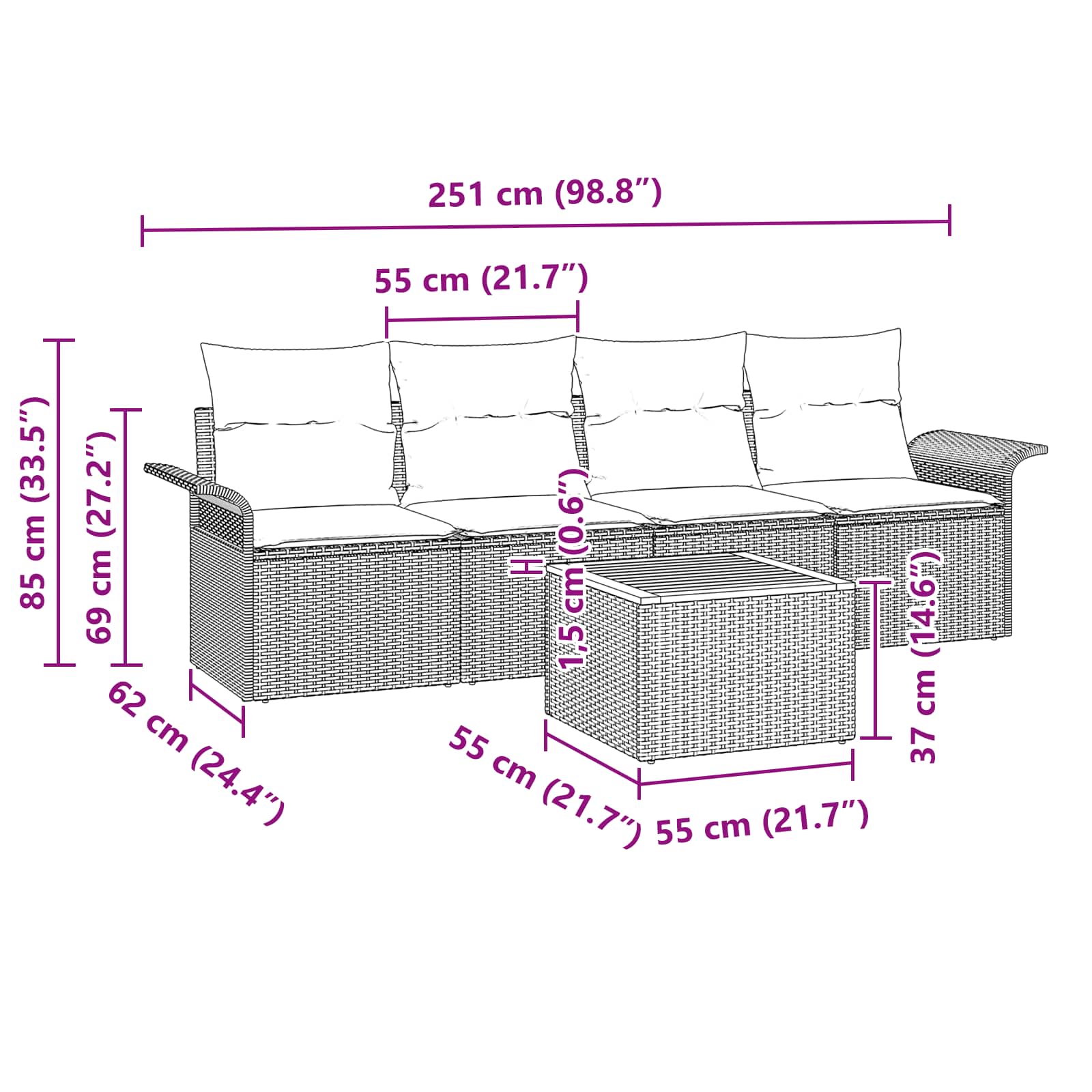 Tuinbankenset Met Opslag 5 Pcs Poly Rattan