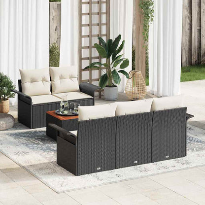 Tuinbankenset Met Opslag 6 Pcs En Crème Poly Rattan