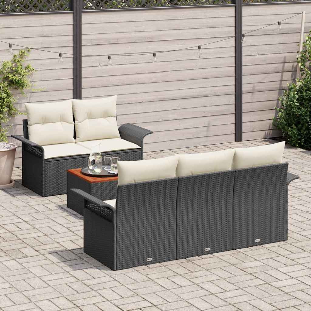 Tuinbankenset Met Opslag 6 Pcs En Crème Poly Rattan