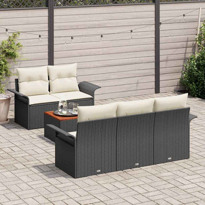 Tuinbankenset Met Opslag 6 Pcs En Crème Poly Rattan