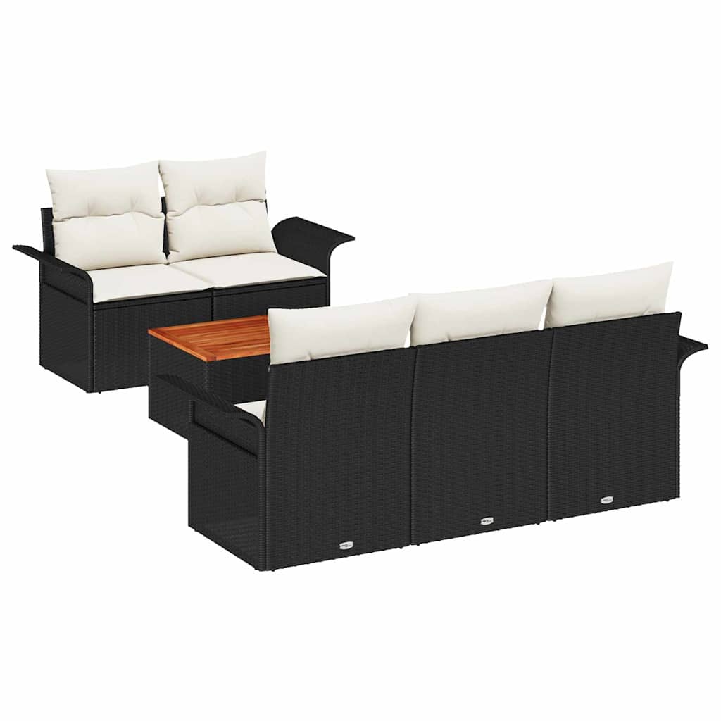 Tuinbankenset Met Opslag 6 Pcs En Crème Poly Rattan