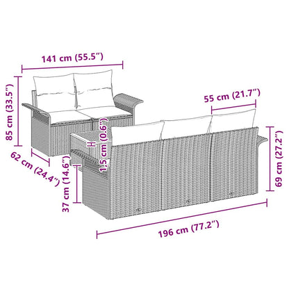 Tuinbankenset Met Opslag 6 Pcs En Crème Poly Rattan