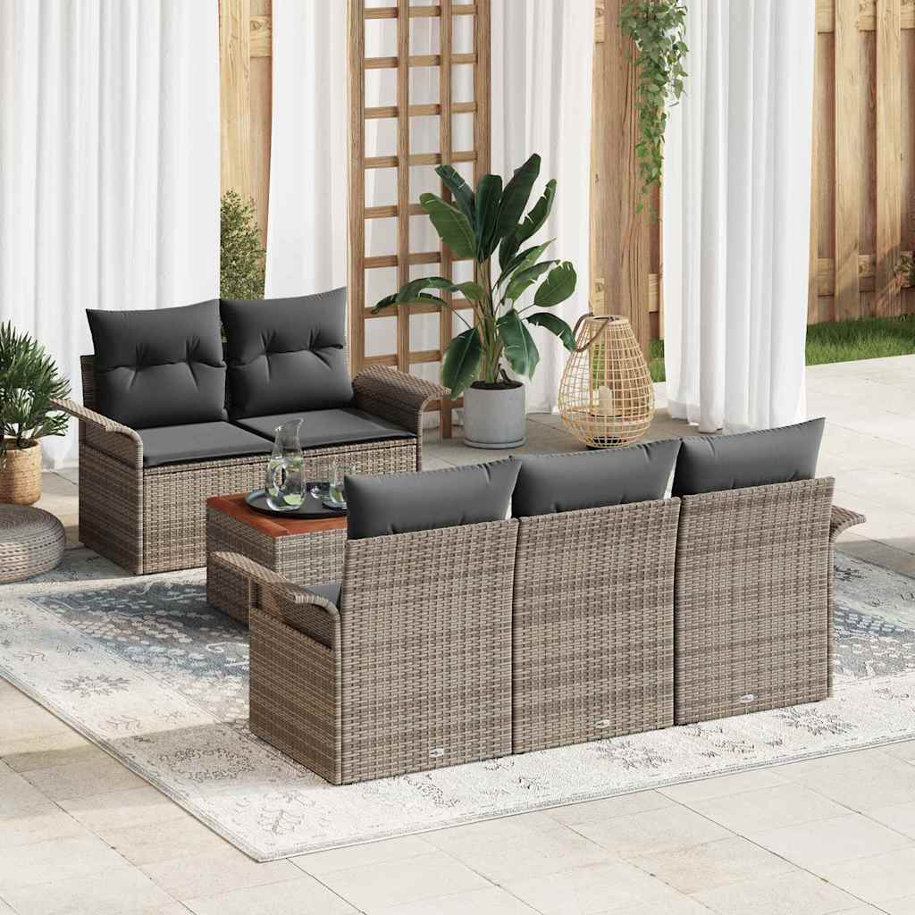 Tuinbankenset Met Opslag 6 Pcs En Crème Poly Rattan