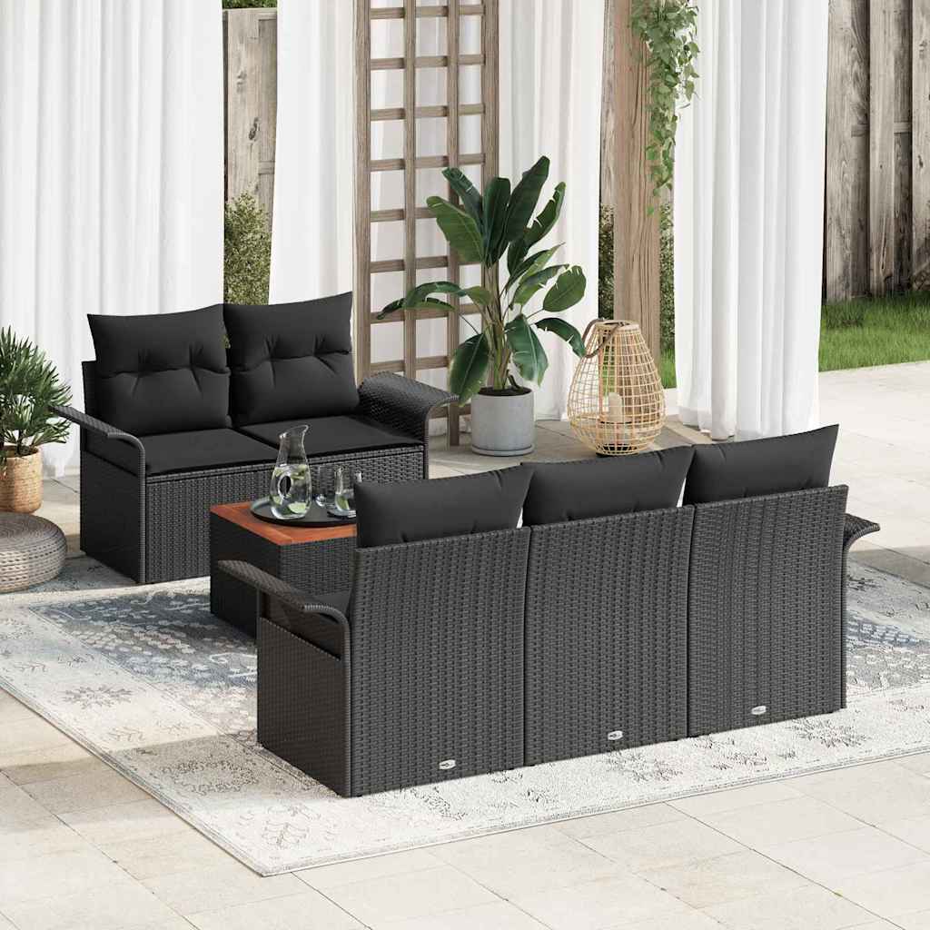 Tuinbankenset Met Opslag 6 Pcs En Crème Poly Rattan