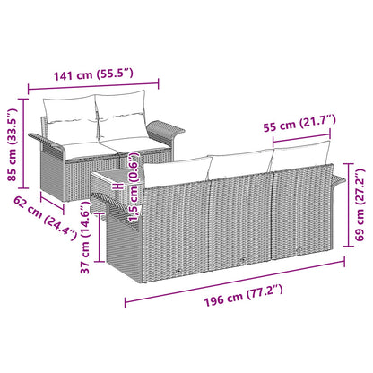 Tuinbankenset Met Opslag 6 Pcs Poly Rattan
