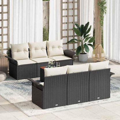 Tuinbankenset Met Opslag 7 Pcs En Crème Poly Rattan