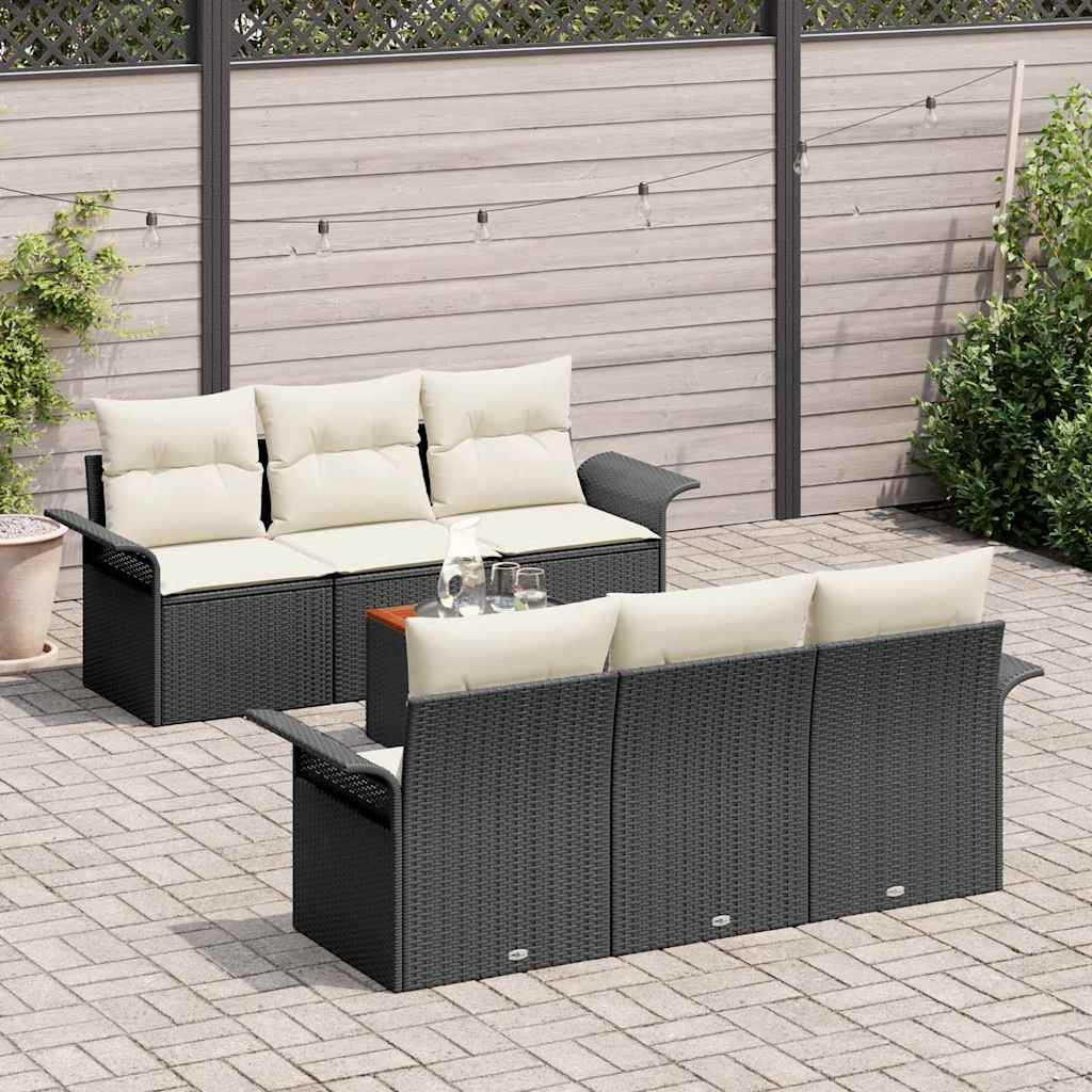 Tuinbankenset Met Opslag 7 Pcs En Crème Poly Rattan