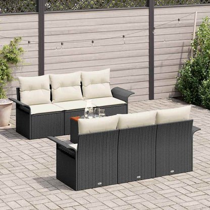 Tuinbankenset Met Opslag 7 Pcs En Crème Poly Rattan
