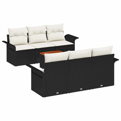 Tuinbankenset Met Opslag 7 Pcs En Crème Poly Rattan