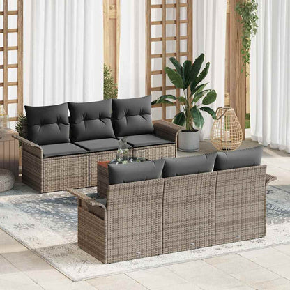 Tuinbankenset Met Opslag 7 Pcs En Crème Poly Rattan