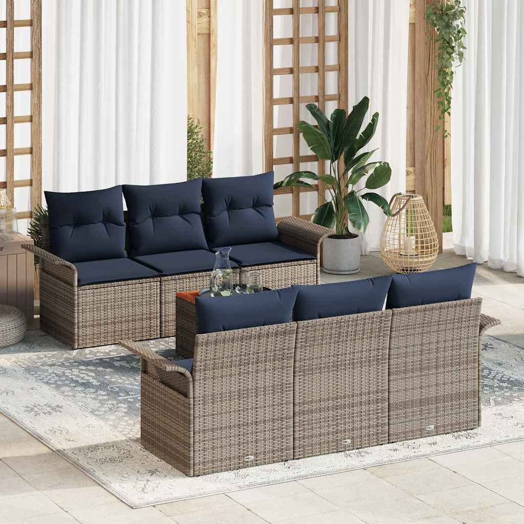 Tuinbankenset Met Opslag 7 Pcs Poly Rattan
