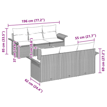 Tuinbankenset Met Opslag 7 Pcs Poly Rattan