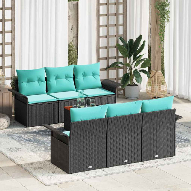 Tuinbankenset Met Opslag 7 Pcs Poly Rattan