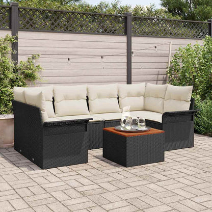 Tuinbankenset Met Opslag 7 Pcs En Crème Poly Rattan