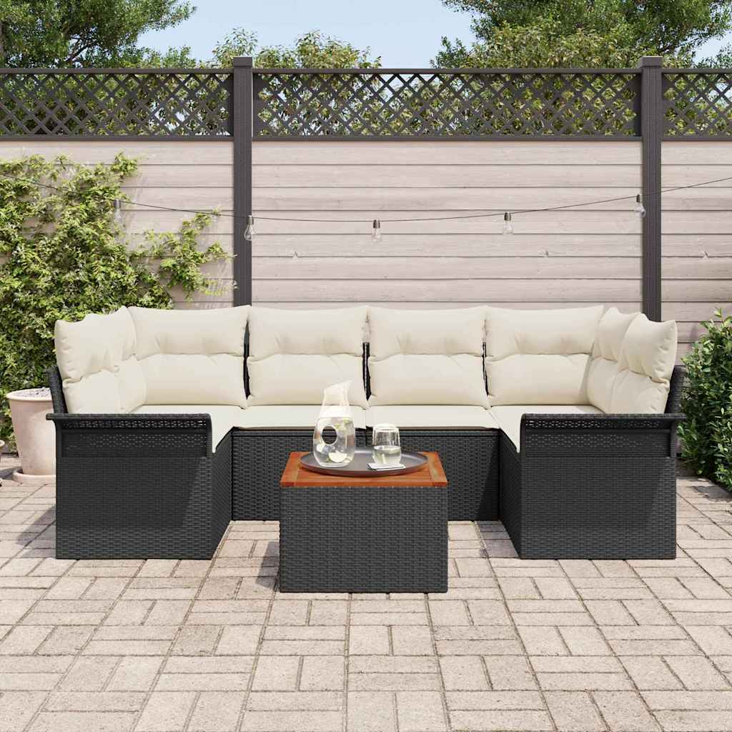Tuinbankenset Met Opslag 7 Pcs En Crème Poly Rattan
