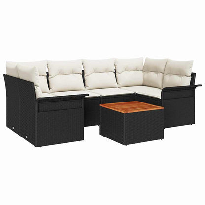 Tuinbankenset Met Opslag 7 Pcs En Crème Poly Rattan