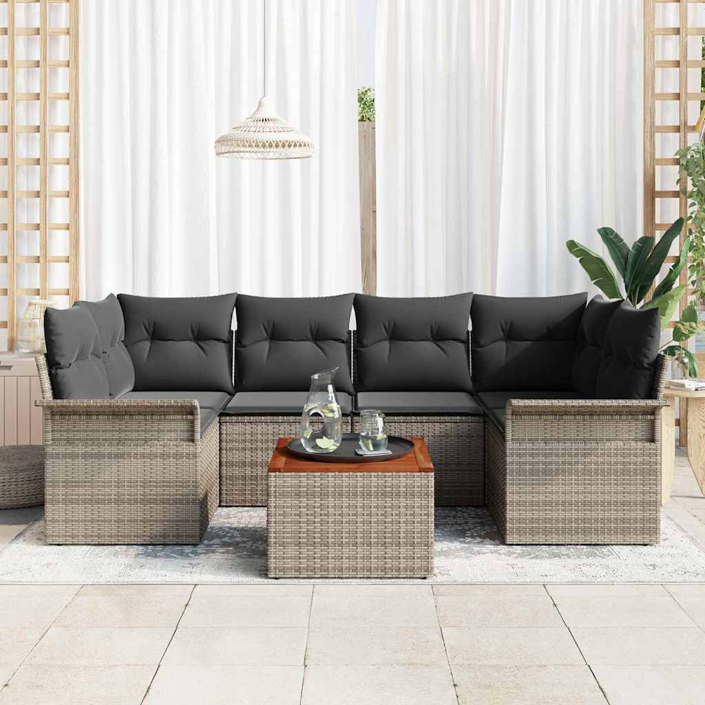 Tuinbankenset Met Opslag 7 Pcs En Crème Poly Rattan