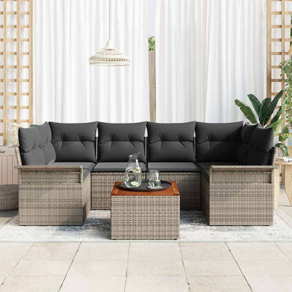 Tuinbankenset Met Opslag 7 Pcs En Crème Poly Rattan