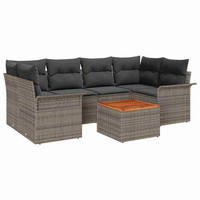 Tuinbankenset Met Opslag 7 Pcs Poly Rattan