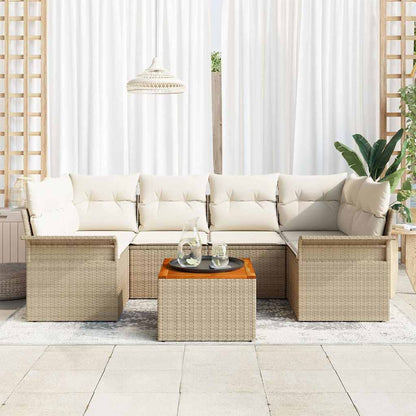 Tuinbankenset Met Opslag 7 Pcs En Crème Poly Rattan
