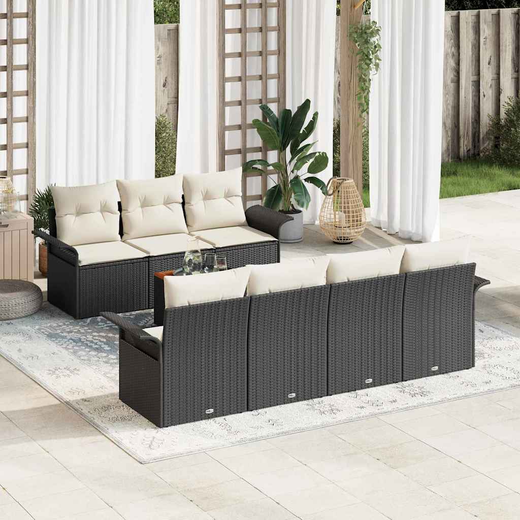 Tuinbankenset Met Opslag 8 Pcs En Crème Poly Rattan