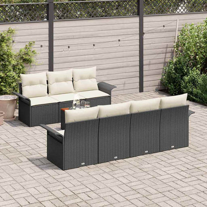 Tuinbankenset Met Opslag 8 Pcs En Crème Poly Rattan