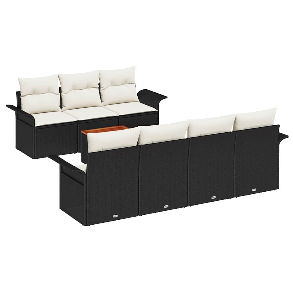 Tuinbankenset Met Opslag 8 Pcs En Crème Poly Rattan